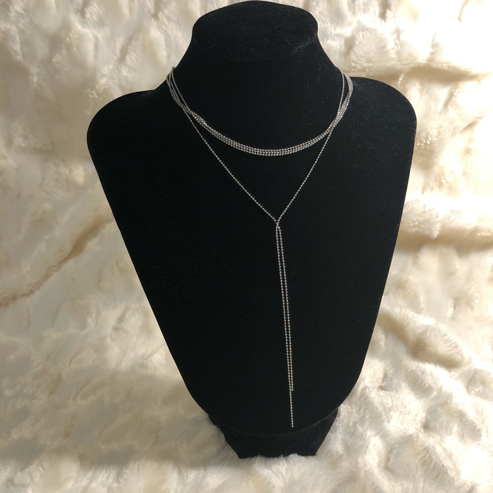 Silvertone Ball & Multi Chain Statement Necklace - image 1